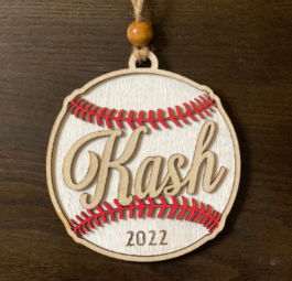 Baseball or Softball Ornament – Personalized: Laser Cut/Engraved