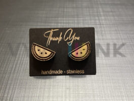 Watermelon Slice Earrings: Laser Cut/Engraved